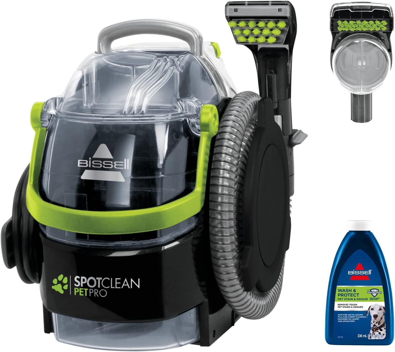 BISSELL SpotClean ProHeat, Limpiador de Manchas Multisuperficie para  Alfombras, Moquetas, Tapicería, Escaleras y Coche, Incluye fórmula y  accesorios, 330 W, 74 dB